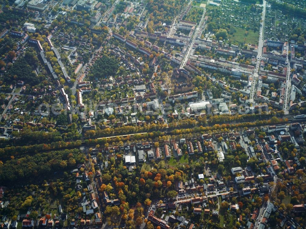 Potsdam from the bird's eye view: City view of the inner-city area at the Rudolf-Breitscheid-Strasse in Potsdam in the state Brandenburg