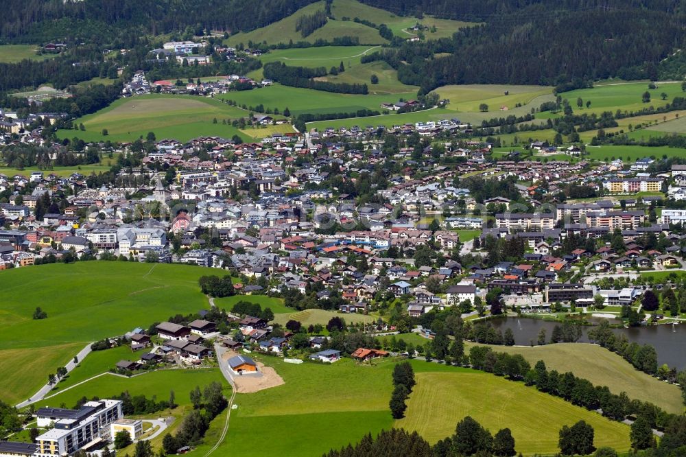 Aerial image Saalfelden am Steinernen Meer - City view of the city area of in Saalfelden am Steinernen Meer in Pinzgauer Saalachtal, Austria