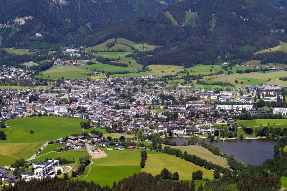 Saalfelden am Steinernen Meer from above - City view of the city area of in Saalfelden am Steinernen Meer in Pinzgauer Saalachtal, Austria