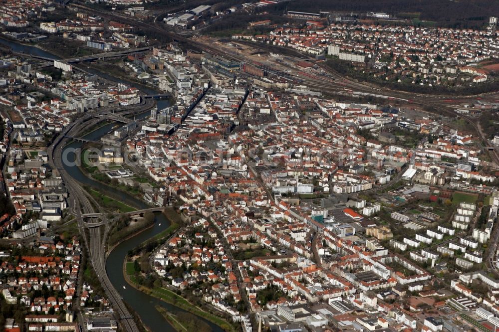 Aerial photograph Saarbrücken - City view from the center of in Saarbruecken in the state Saarland