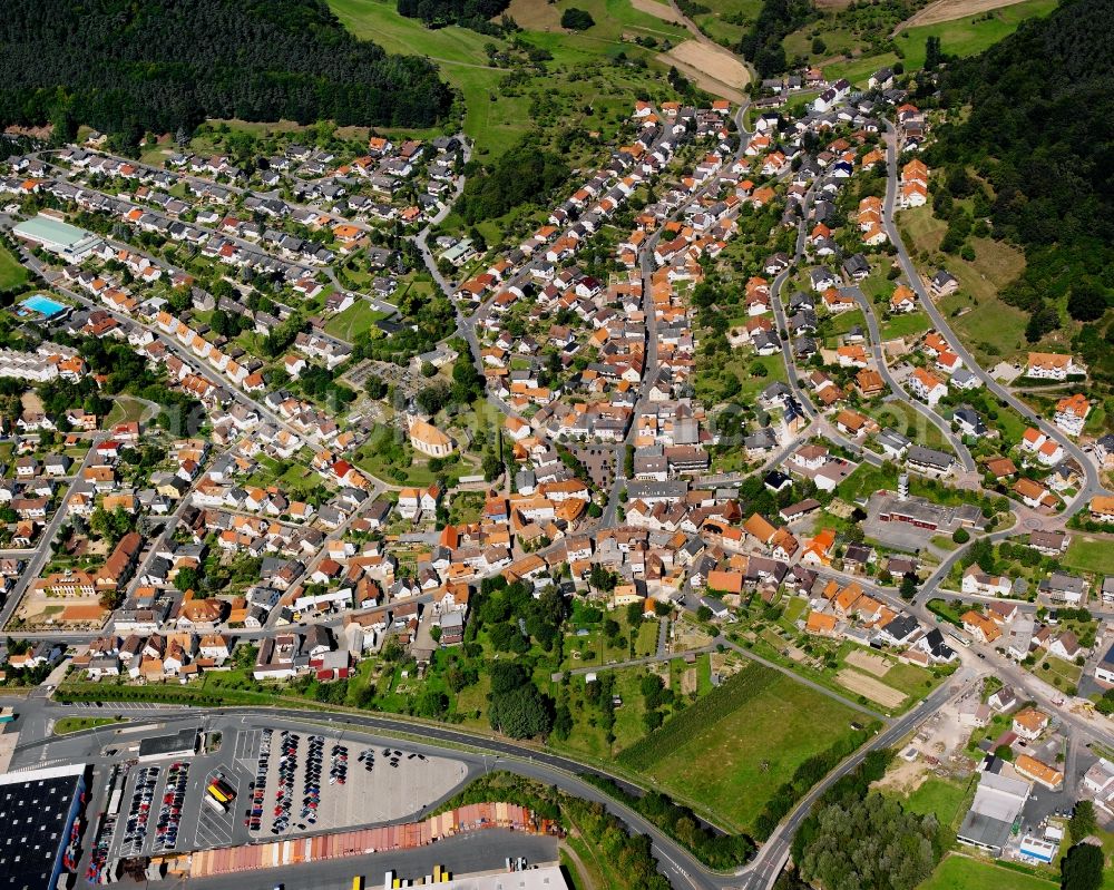 Aerial image Sandbach - City view on down town in Sandbach in the state Hesse, Germany