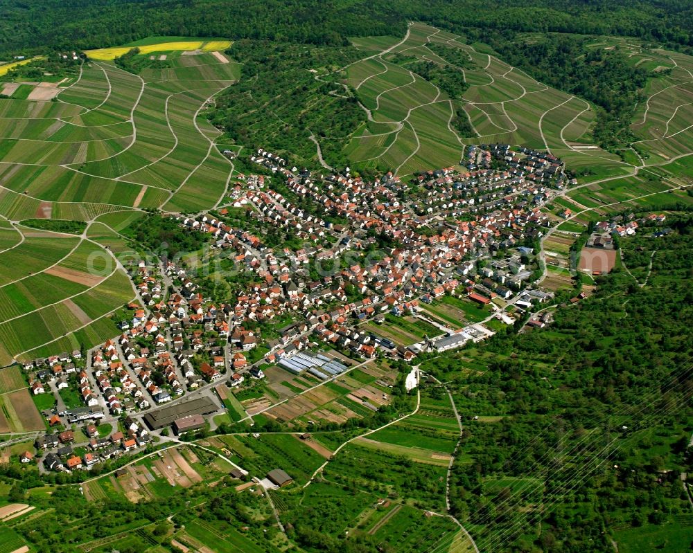 Aerial photograph Schnait - City view on down town in Schnait in the state Baden-Wuerttemberg, Germany