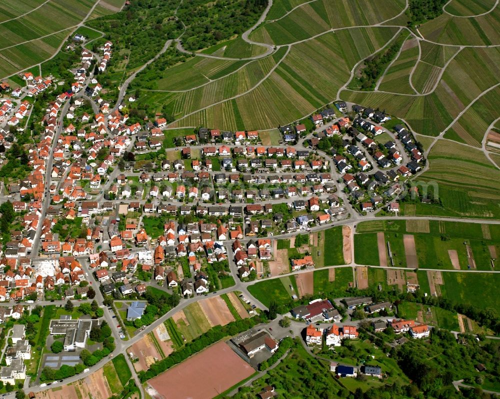 Schnait from above - City view on down town in Schnait in the state Baden-Wuerttemberg, Germany