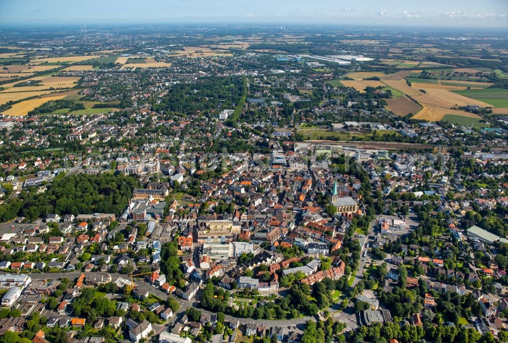 Unna from the bird's eye view: City view of the inner-city area at the Suedring in Unna in the state North Rhine-Westphalia