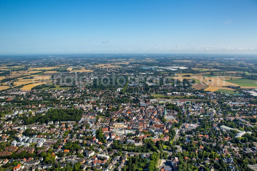 Unna from the bird's eye view: City view of the inner-city area at the Suedring in Unna in the state North Rhine-Westphalia