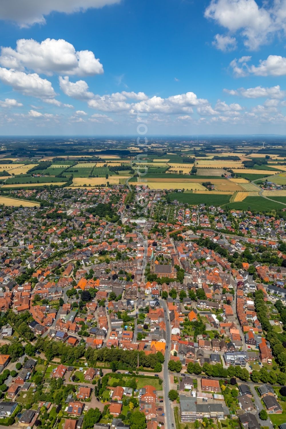 Sendenhorst from the bird's eye view: City view of the city area of in Sendenhorst in the state North Rhine-Westphalia, Germany