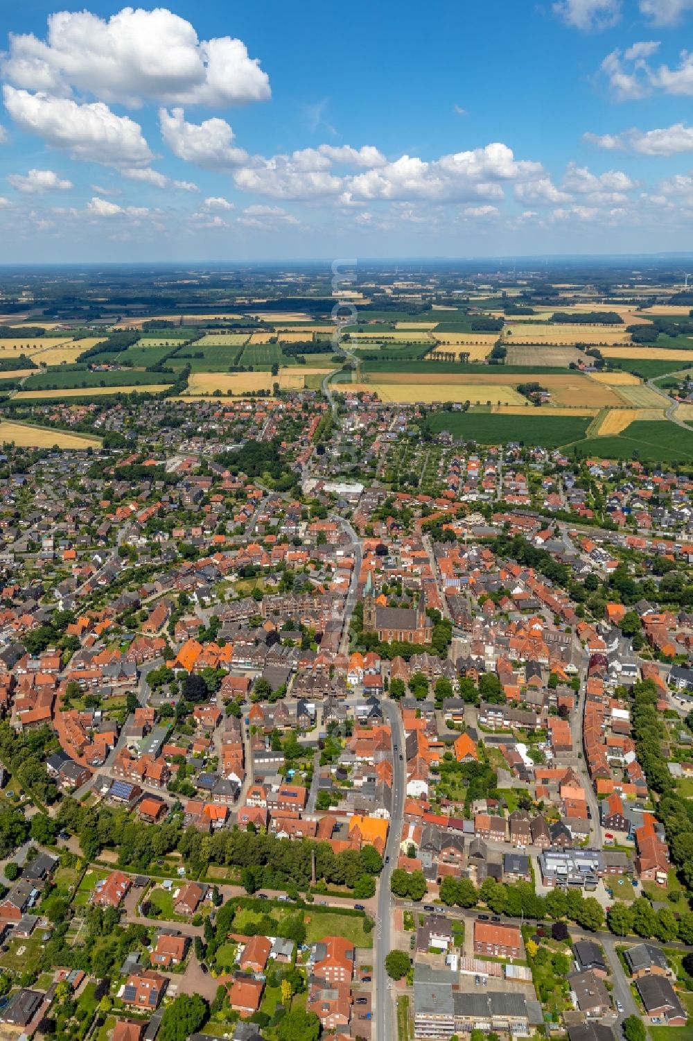 Aerial image Sendenhorst - City view of the city area of in Sendenhorst in the state North Rhine-Westphalia, Germany