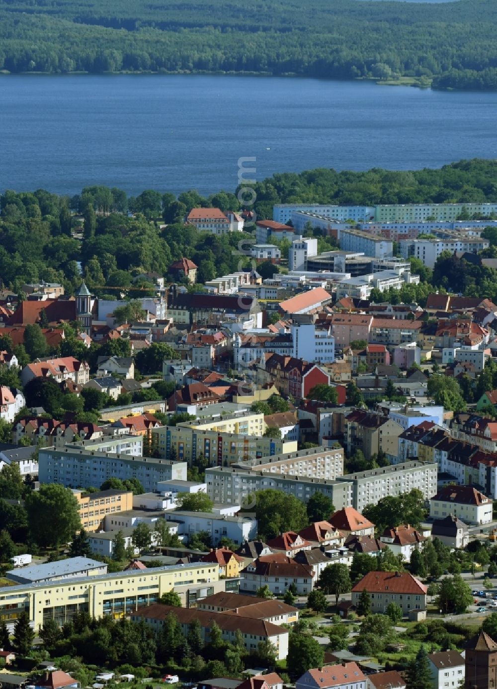 Senftenberg from the bird's eye view: City view of the city area of in Senftenberg in the state Brandenburg, Germany