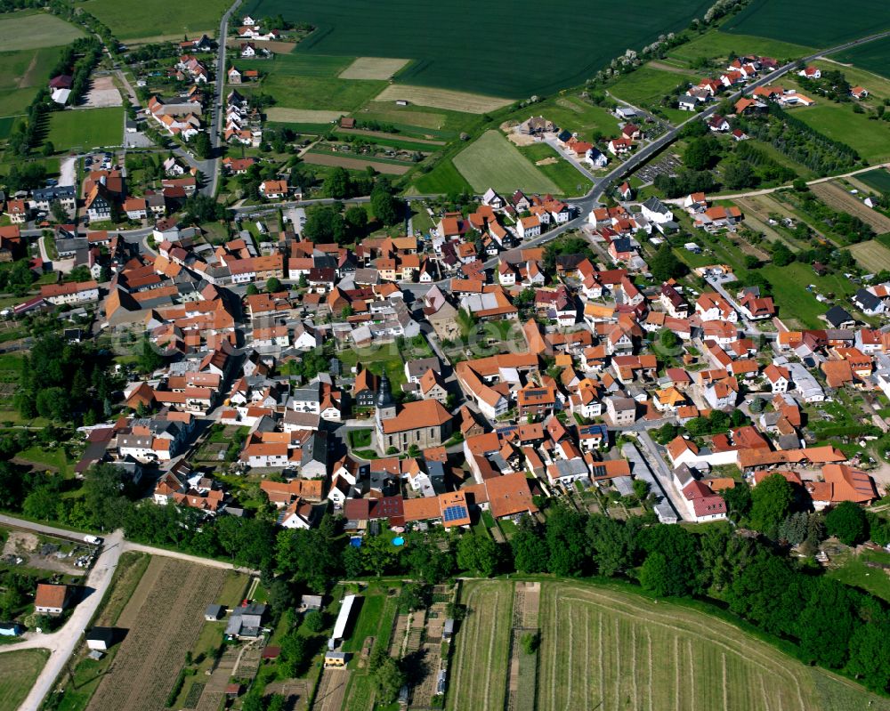 Aerial photograph Silberhausen - City view on down town in Silberhausen in the state Thuringia, Germany