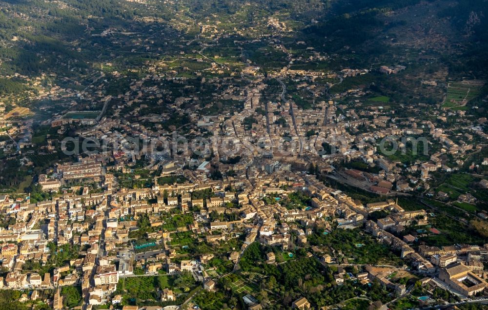 Soller from the bird's eye view: City view on down town in Soller in Balearic Islands, Spain