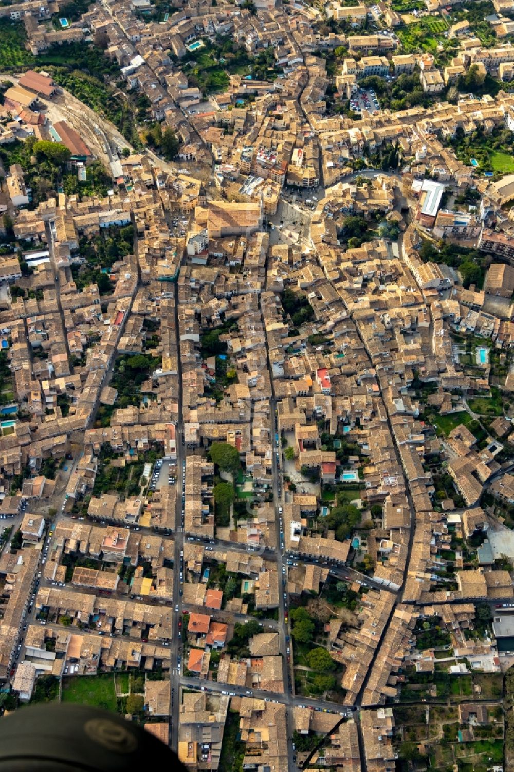 Aerial image Soller - City view on down town in Soller in Balearic Islands, Spain