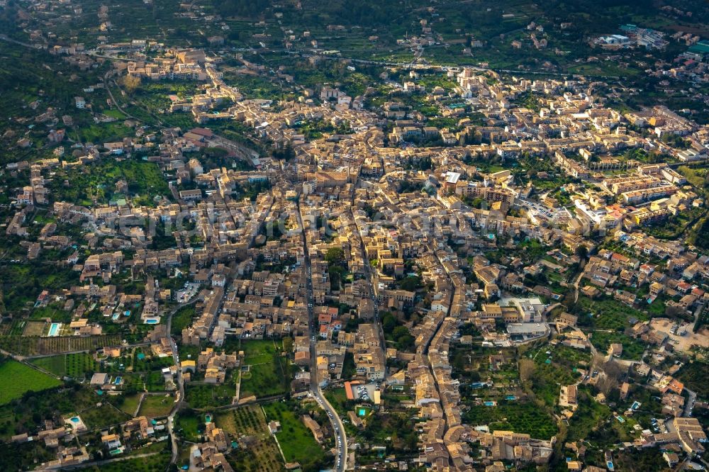 Soller from above - City view on down town in Soller in Balearic Islands, Spain