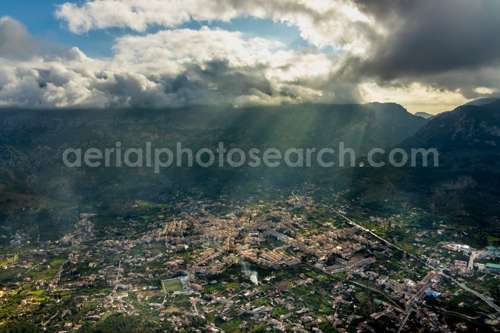 Aerial photograph Soller - City view on down town in Soller in Balearic Islands, Spain