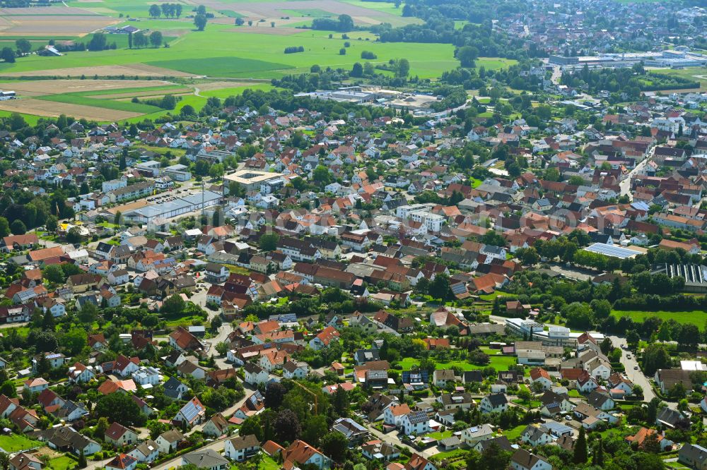 Sontheim an der Brenz from above - City view on down town on street Marienstrasse in Sontheim an der Brenz in the state Baden-Wuerttemberg, Germany