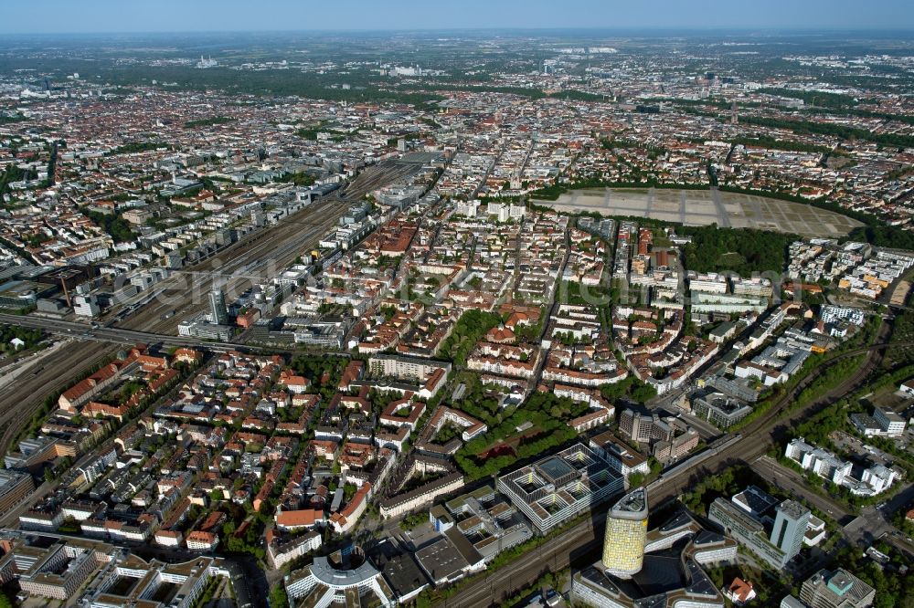 München from the bird's eye view: City view on down town in the district Schwanthalerhoehe in Munich in the state Bavaria, Germany