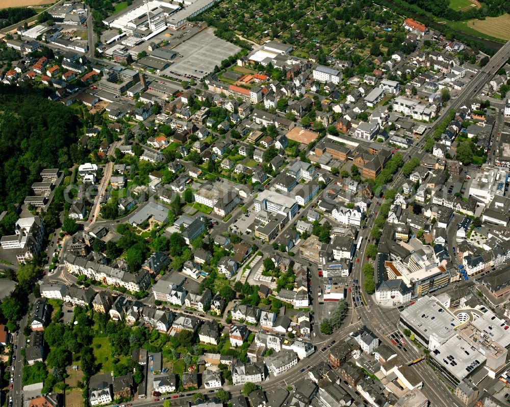 Aerial image Staffel - City view on down town in Staffel in the state Hesse, Germany