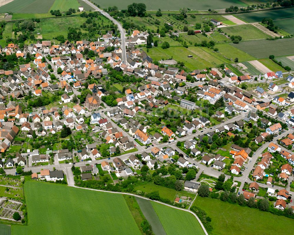 Aerial image Staffort - City view on down town in Staffort in the state Baden-Wuerttemberg, Germany