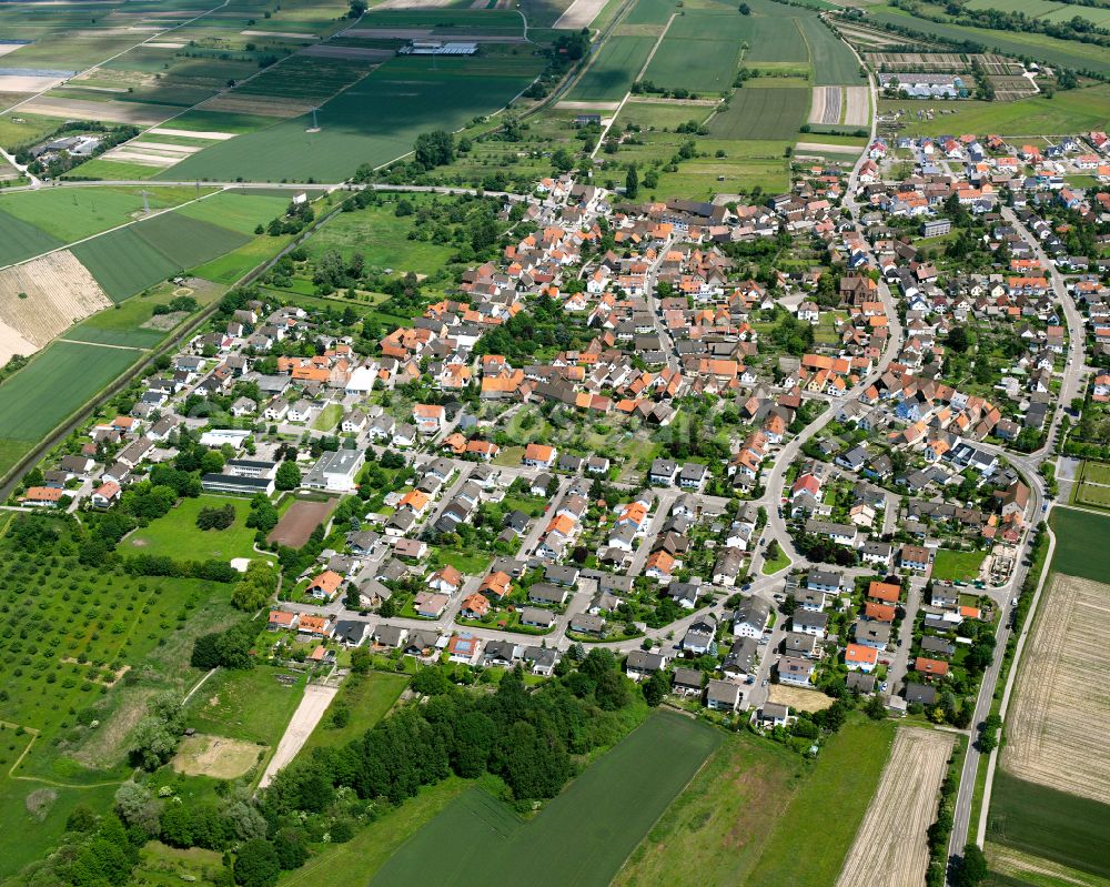 Staffort from the bird's eye view: City view on down town in Staffort in the state Baden-Wuerttemberg, Germany