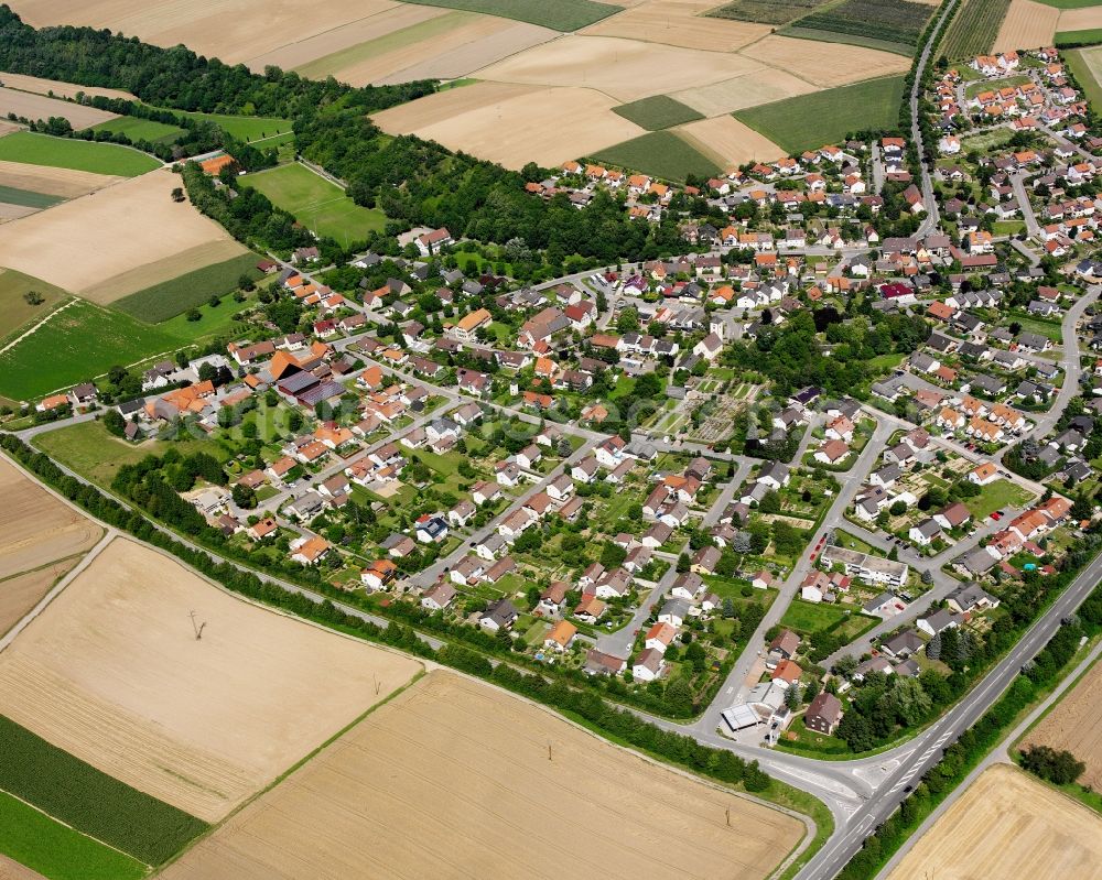 Stebbach from above - City view on down town in Stebbach in the state Baden-Wuerttemberg, Germany