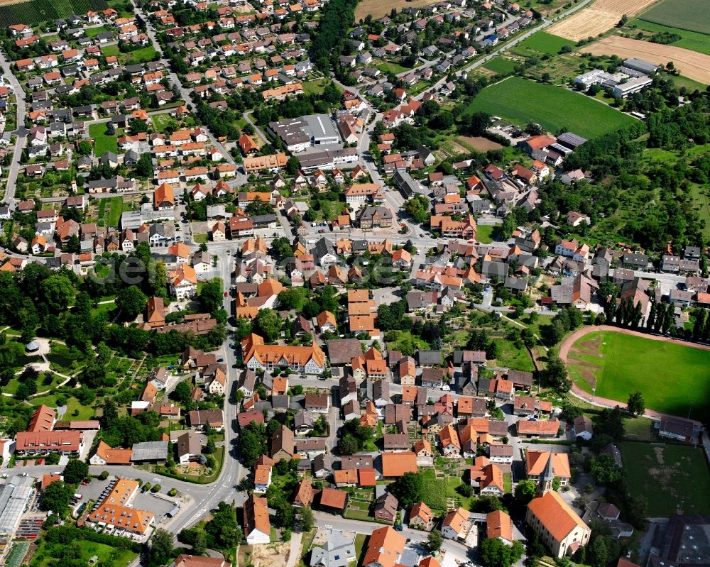 Stebbach from the bird's eye view: City view on down town in Stebbach in the state Baden-Wuerttemberg, Germany