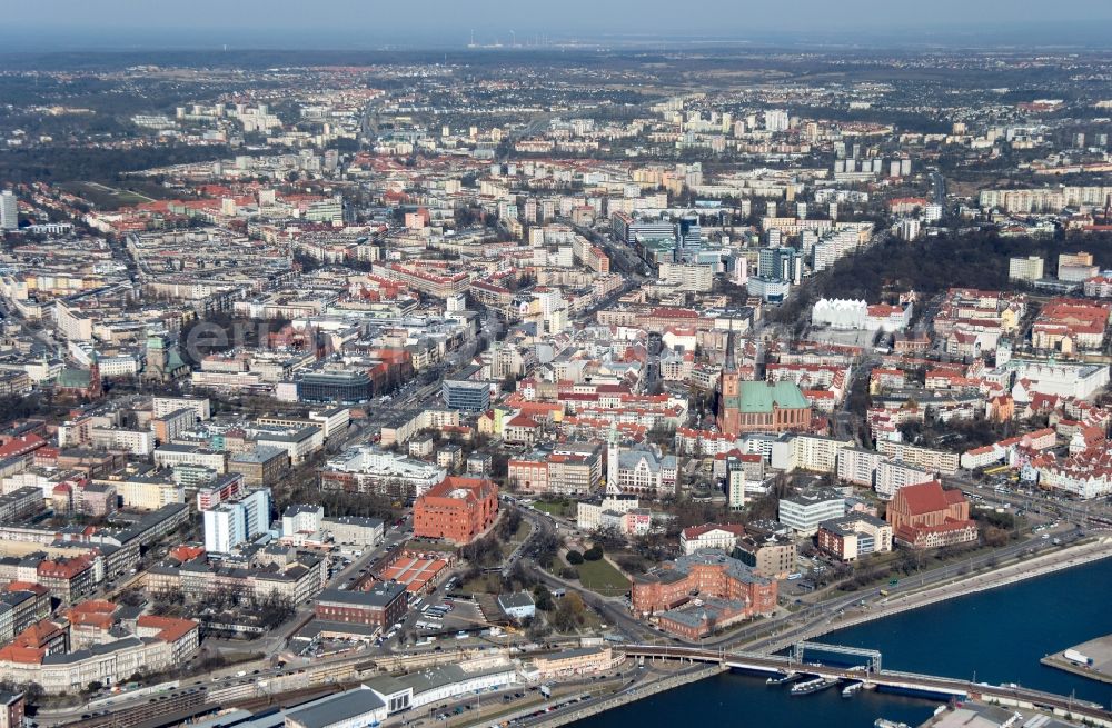 Aerial image Stettin - City view from the center of in Stettin in Poland