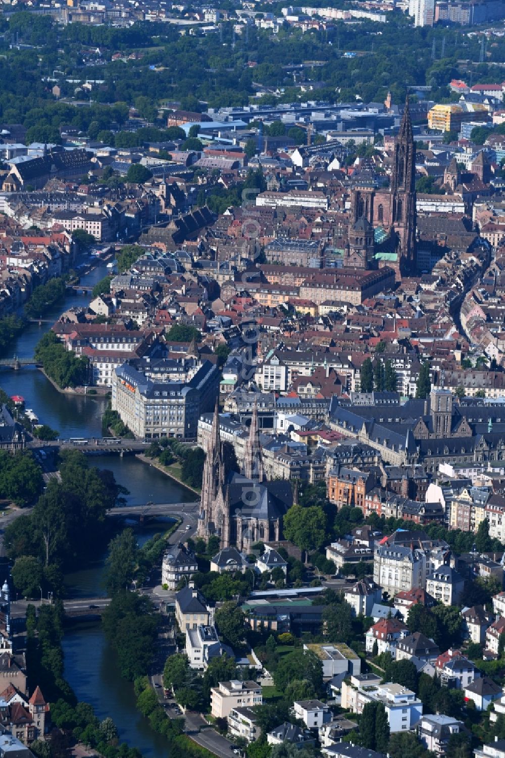 Strasbourg - Straßburg from above - City view of the city area of in Strasbourg in Grand Est, France