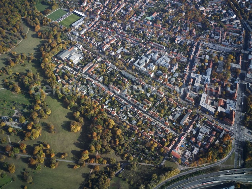 Potsdam from the bird's eye view: City view of the inner-city area at the street Alt Nowawes in the district Babelsberg in Potsdam in the state Brandenburg