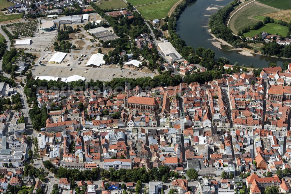 Aerial photograph Straubing - City view on down town in Straubing in the state Bavaria, Germany