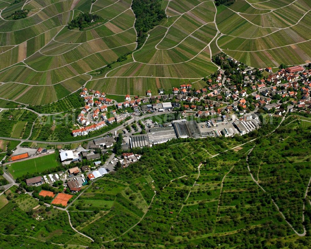 Aerial image Strümpfelbach - City view on down town in Strümpfelbach in the state Baden-Wuerttemberg, Germany