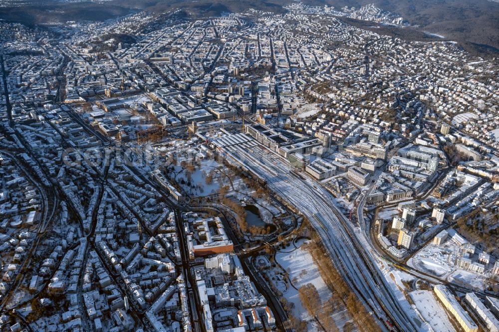 Aerial photograph Stuttgart - City view on down town in the district Stadtzentrum in Stuttgart in the state Baden-Wuerttemberg, Germany