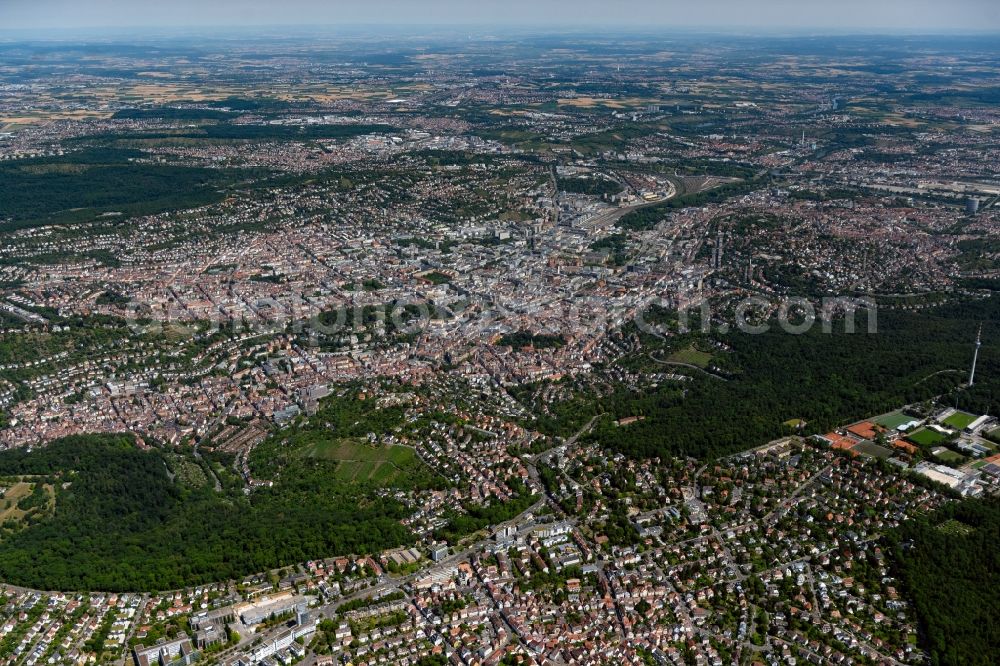 Aerial photograph Stuttgart - City view on down town in Stuttgart in the state Baden-Wuerttemberg, Germany