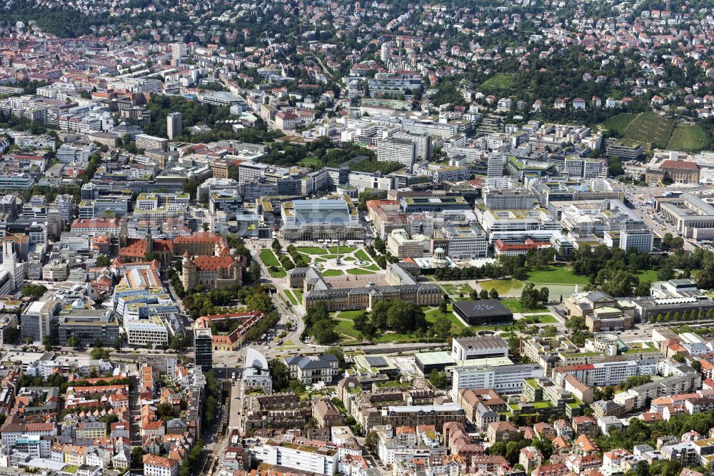 Aerial image Stuttgart - City view on down town in Stuttgart in the state Baden-Wurttemberg, Germany