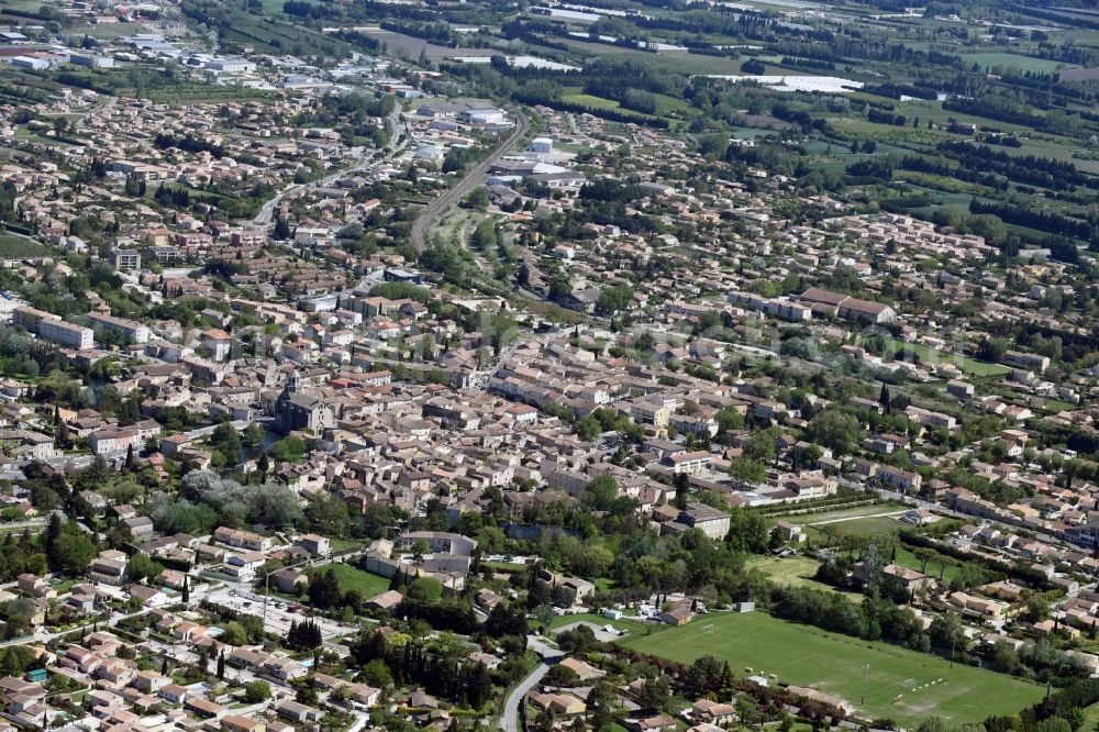 Le Thor from above - City view of the city area of in Le Thor in Provence-Alpes-Cote d'Azur, France