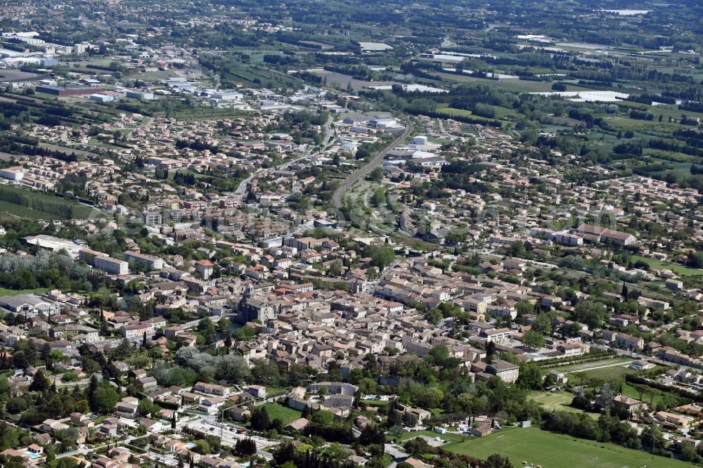 Aerial image Le Thor - City view of the city area of in Le Thor in Provence-Alpes-Cote d'Azur, France