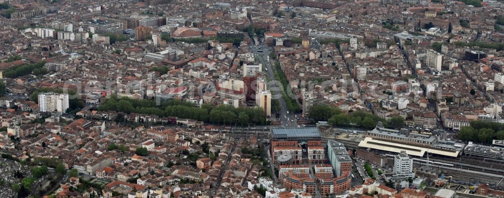 Toulouse from above - City view of the city area of in Toulouse in Languedoc-Roussillon Midi-Pyrenees, France