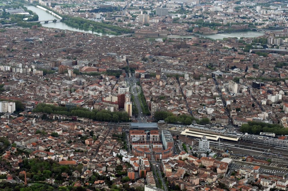 Toulouse from above - City view of the city area of in Toulouse in Languedoc-Roussillon Midi-Pyrenees, France