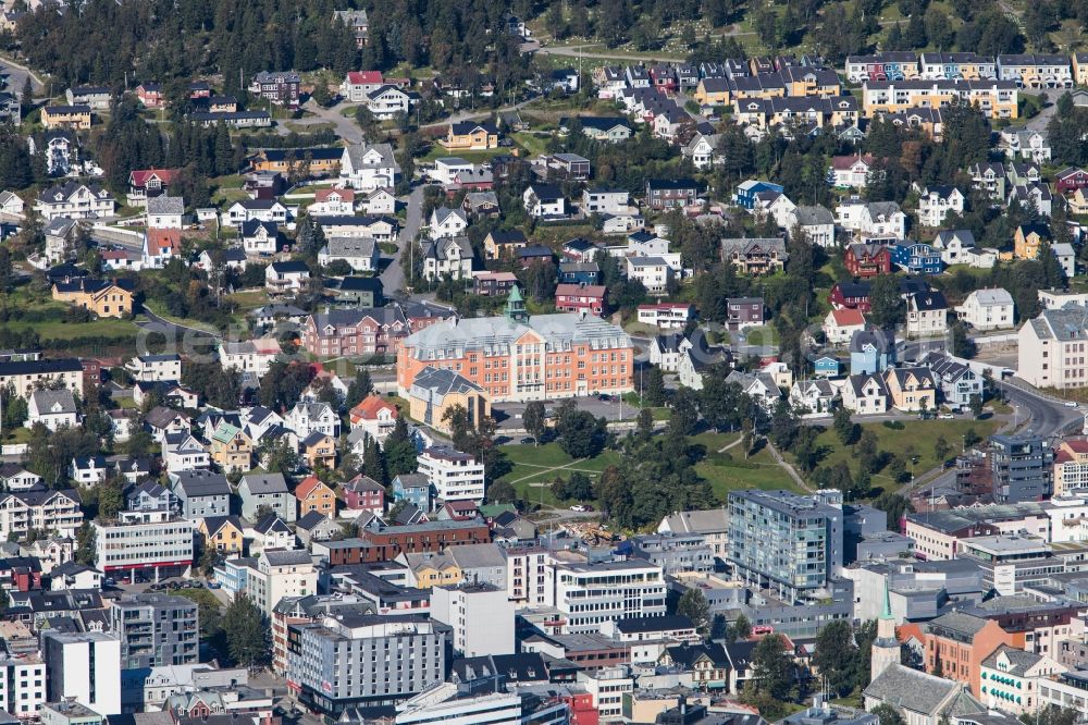 Tromsö from above - City view of the city area of in Tromsoe in Troms, Norway