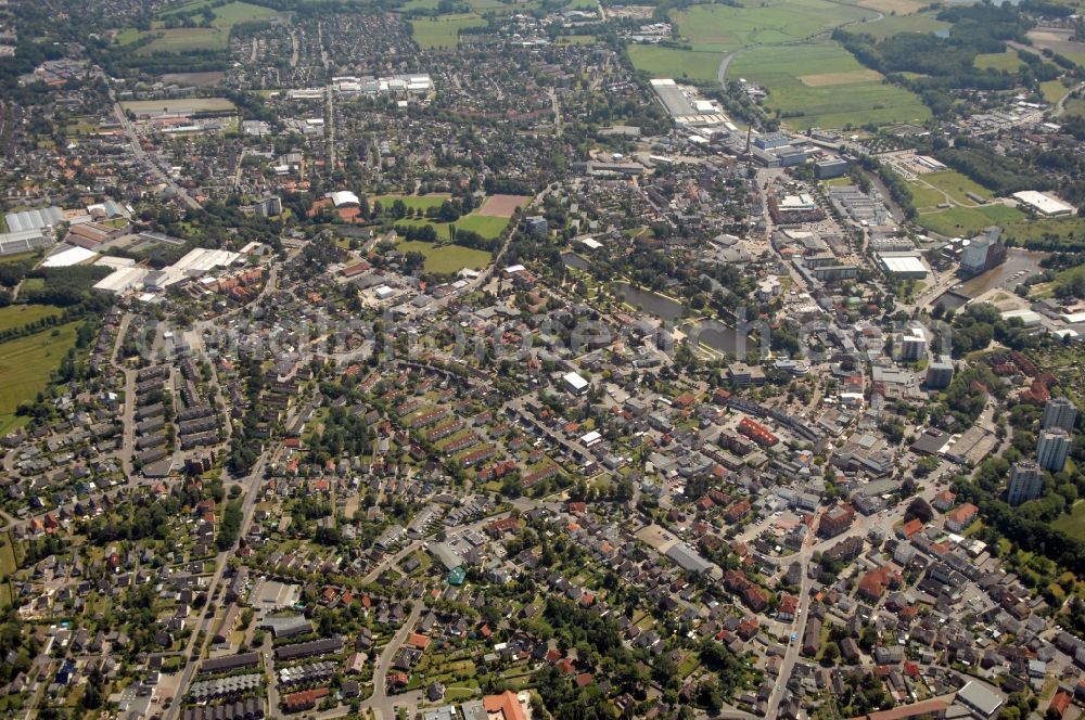 Aerial photograph Uetersen - City view on down town in Uetersen in the state Schleswig-Holstein, Germany