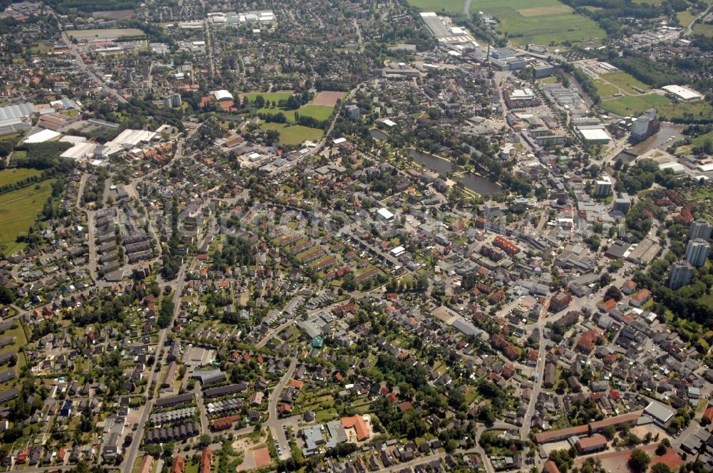 Uetersen from above - City view on down town in Uetersen in the state Schleswig-Holstein, Germany