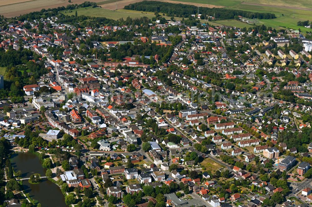 Aerial image Uetersen - City view on down town in Uetersen in the state Schleswig-Holstein, Germany