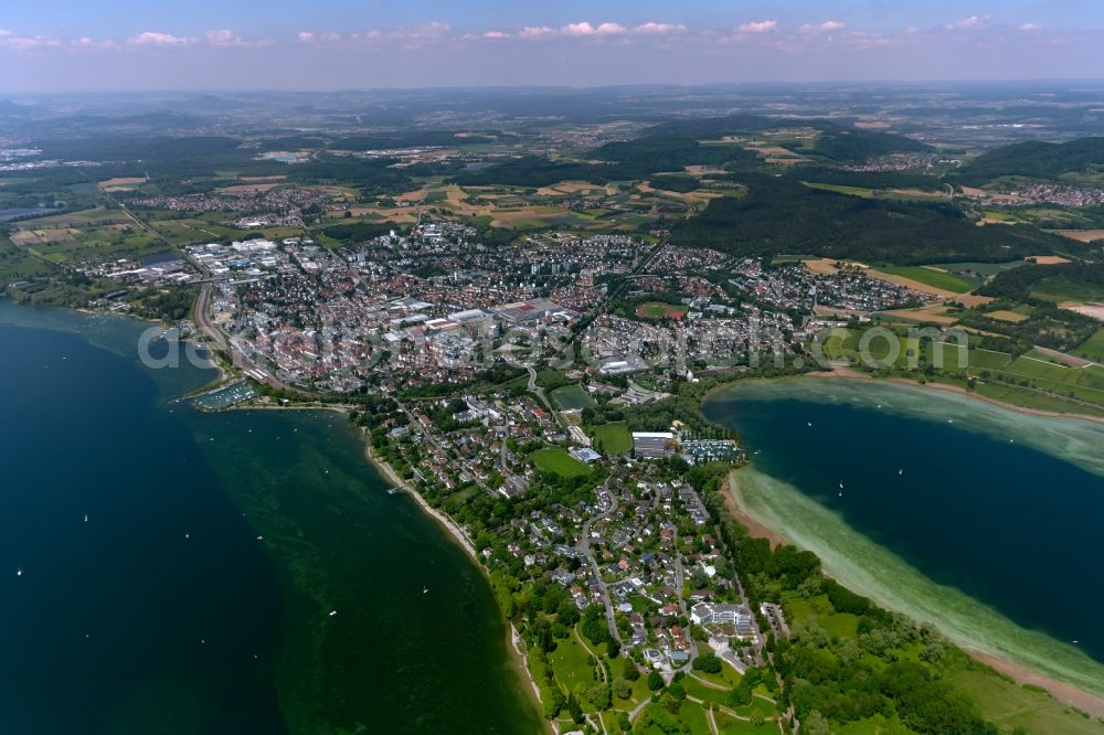 Aerial photograph Radolfzell am Bodensee - City view of the city area of in Radolfzell am Bodensee in the state Baden-Wurttemberg, Germany