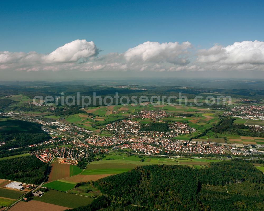 Uhingen from the bird's eye view: City view on down town in Uhingen in the state Baden-Wuerttemberg, Germany