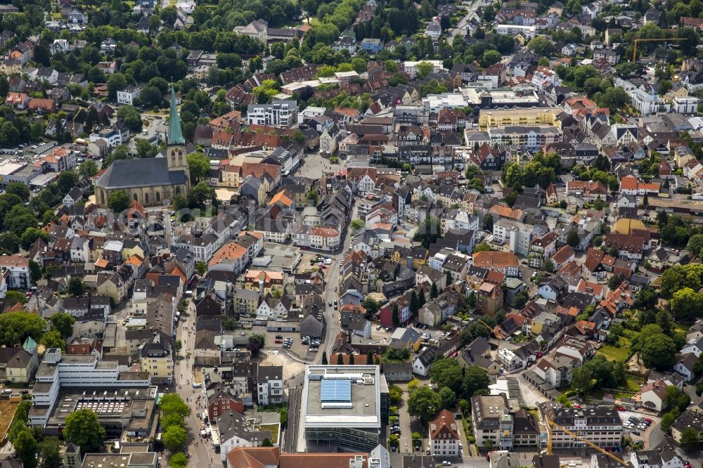 Unna from above - City view from the center of in Unna in the state North Rhine-Westphalia