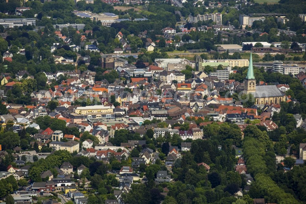 Unna from the bird's eye view: City view from the center of in Unna in the state North Rhine-Westphalia