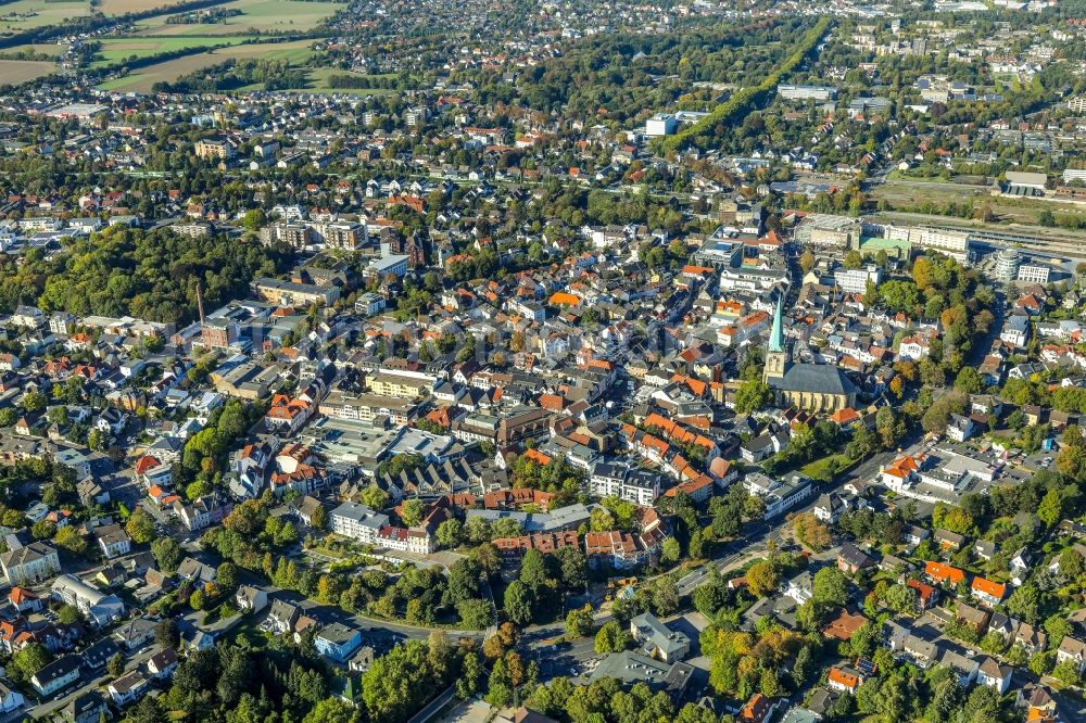 Aerial image Unna - City view of the city area of in Unna in the state North Rhine-Westphalia, Germany