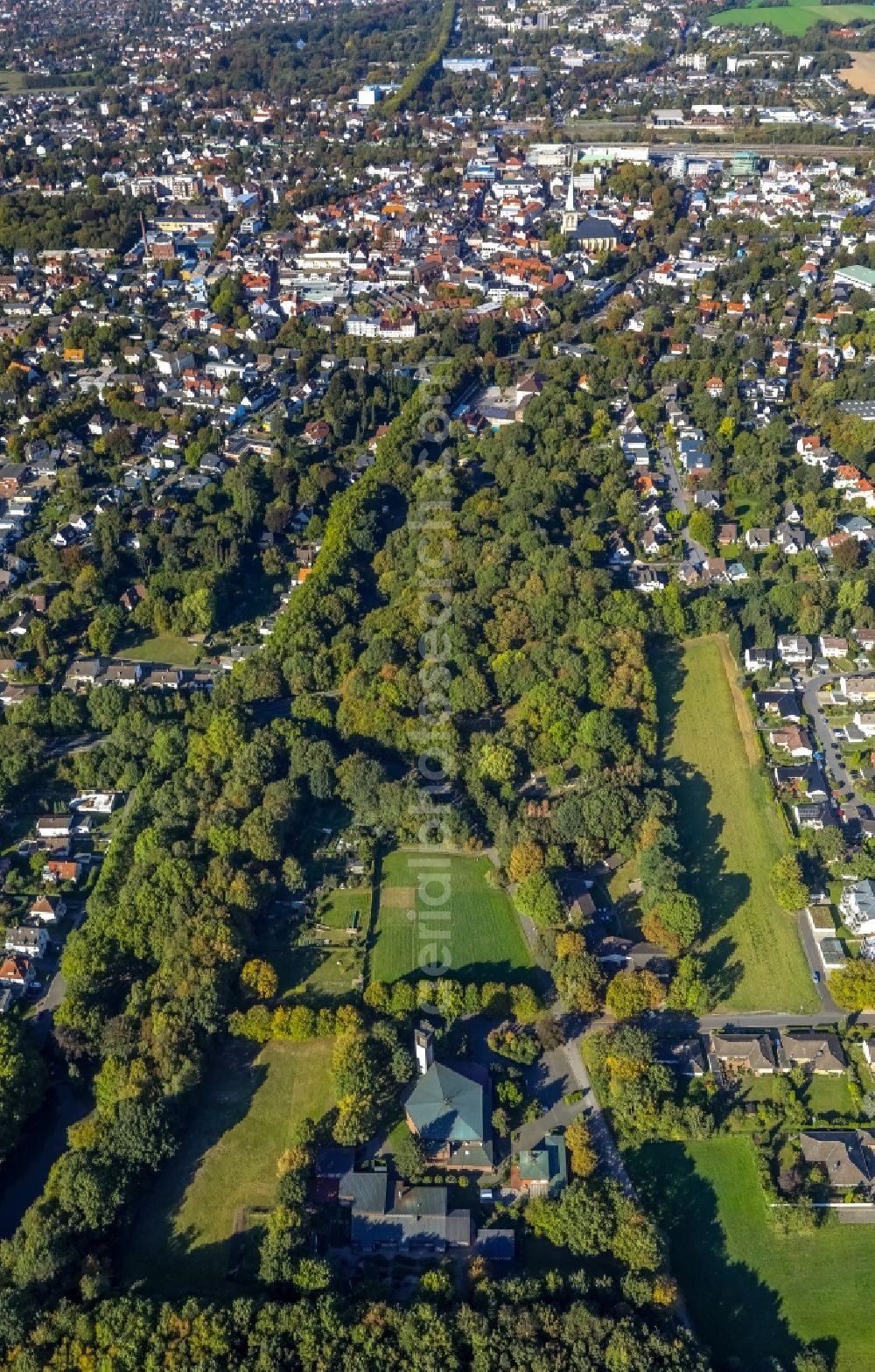 Unna from above - City view of the city area of in Unna in the state North Rhine-Westphalia, Germany