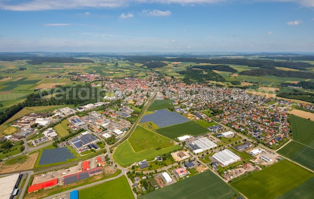 Volkmarsen from the bird's eye view: City view on down town in Volkmarsen in the state Hesse, Germany