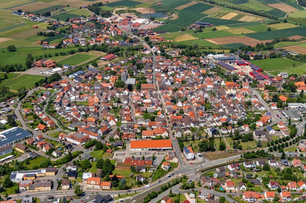 Aerial image Volkmarsen - City view on down town in Volkmarsen in the state Hesse, Germany