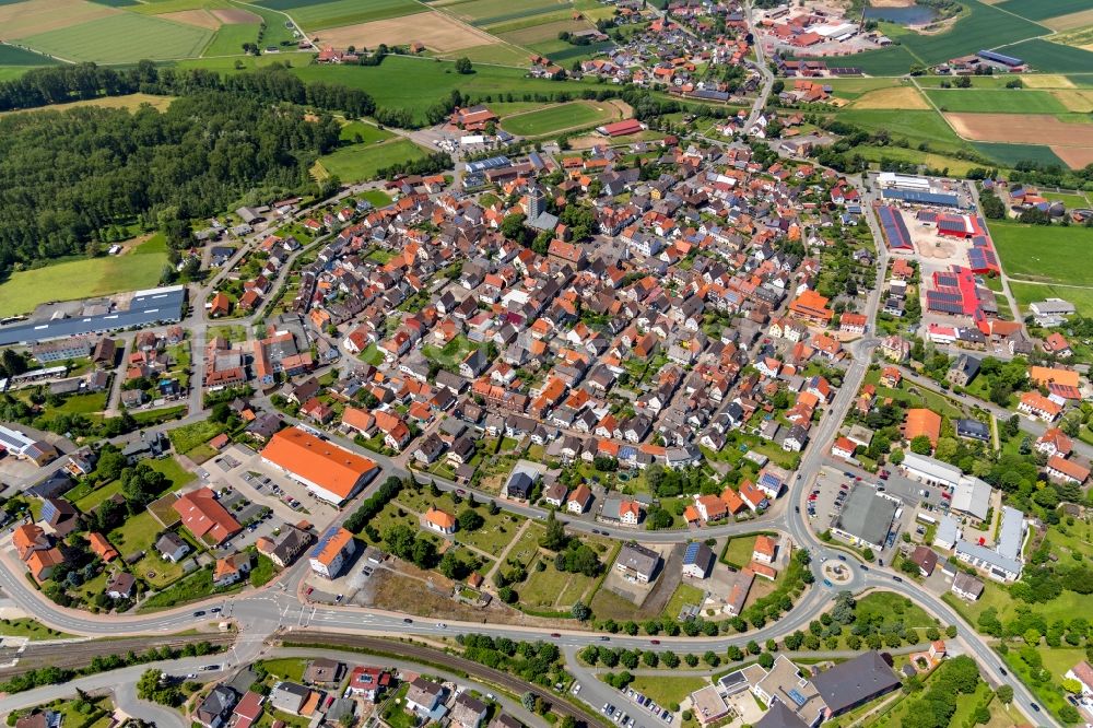 Aerial photograph Volkmarsen - City view on down town in Volkmarsen in the state Hesse, Germany