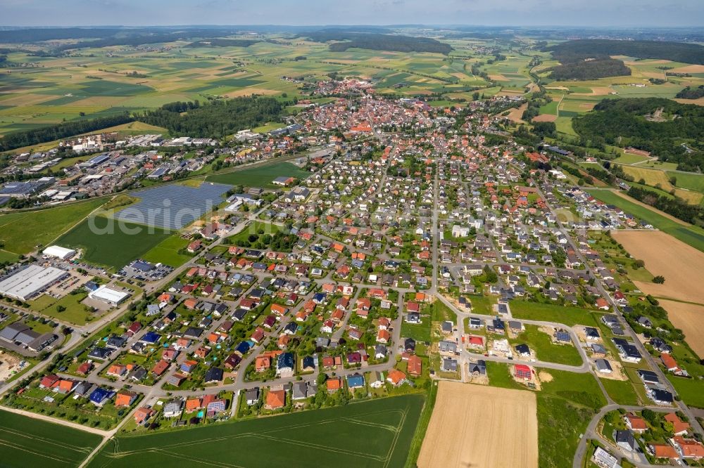 Aerial image Volkmarsen - City view on down town in Volkmarsen in the state Hesse, Germany